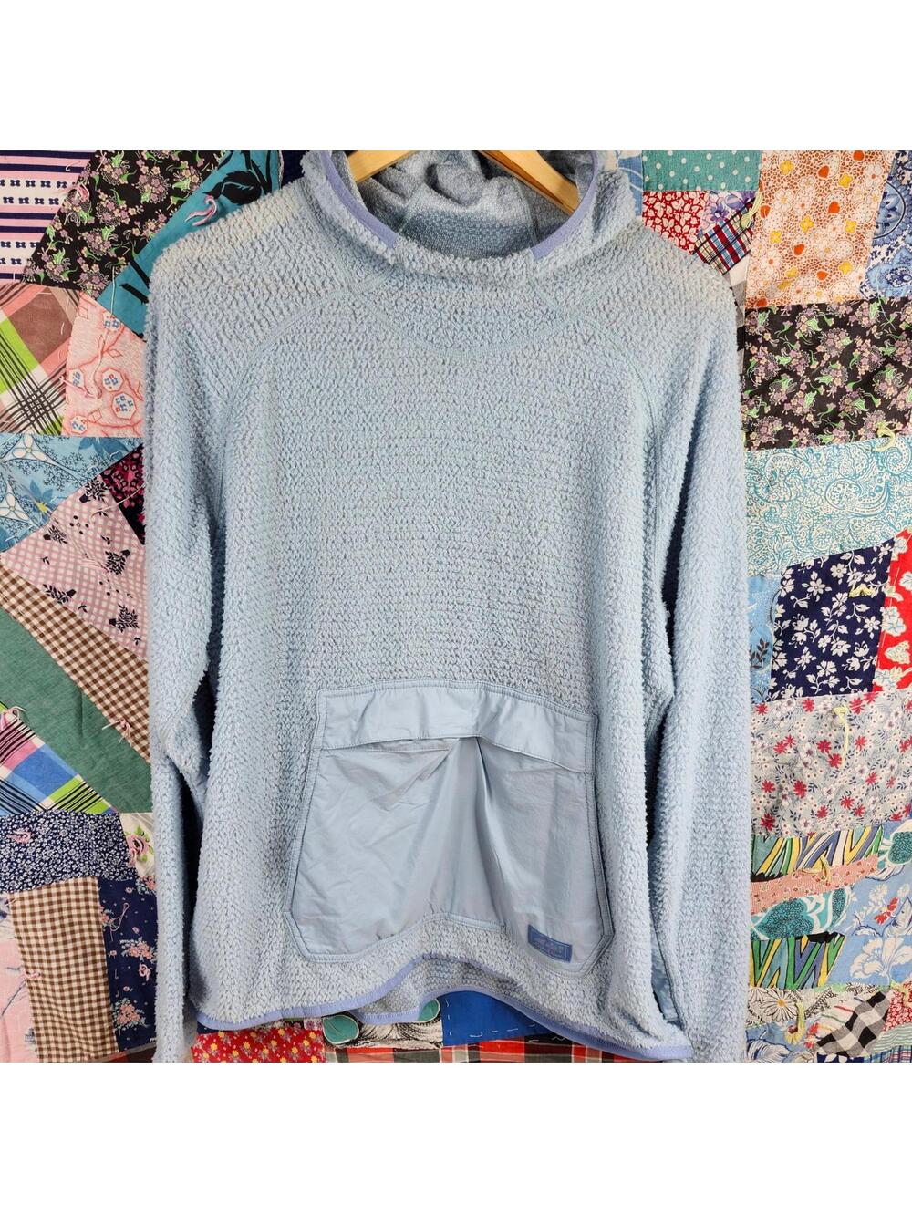 Eddie Bauer Women's Cozy Blue Fleece Pullover Hoodie Tall XL